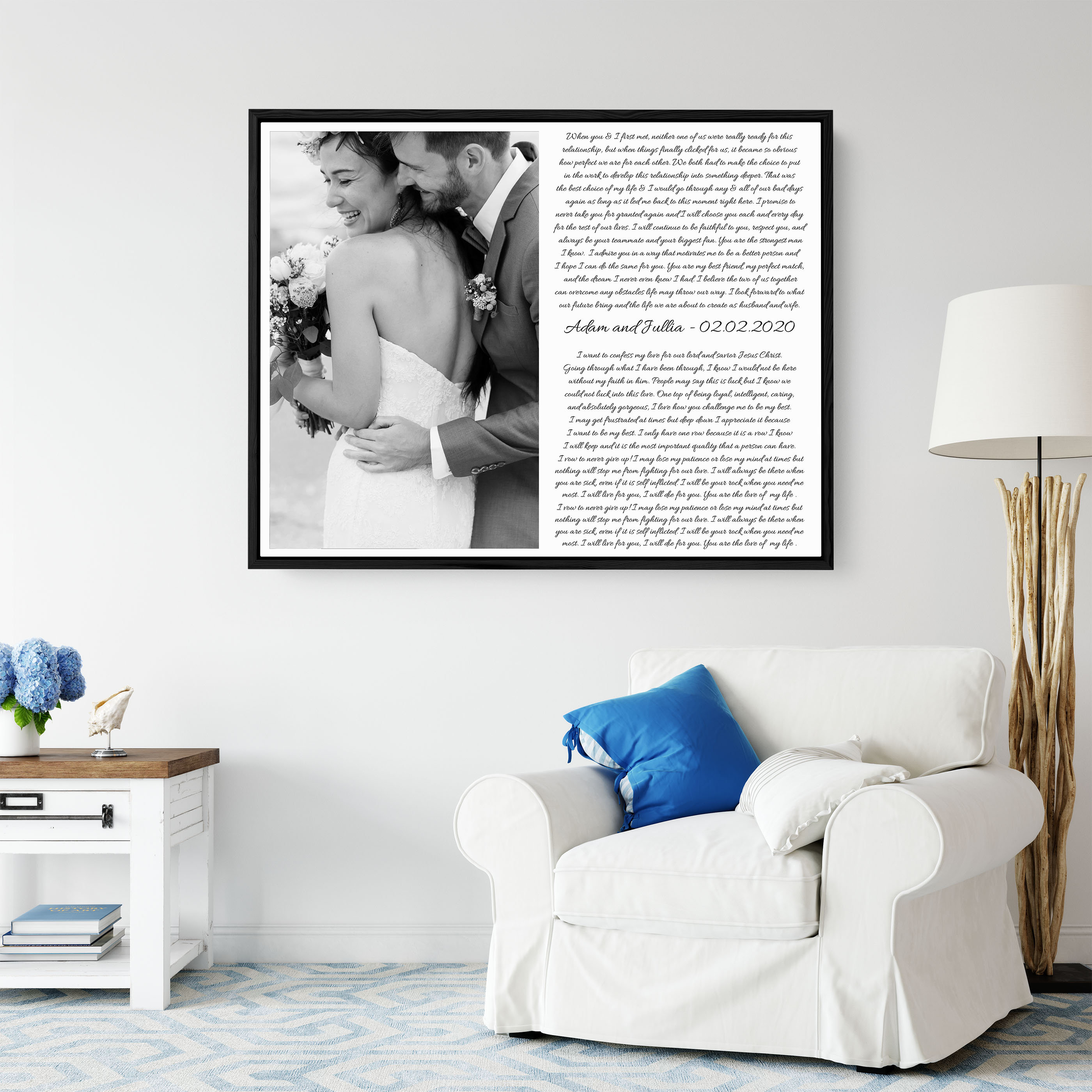 Wedding vows canvas Wedding photo canvas Personalized vows Etsy