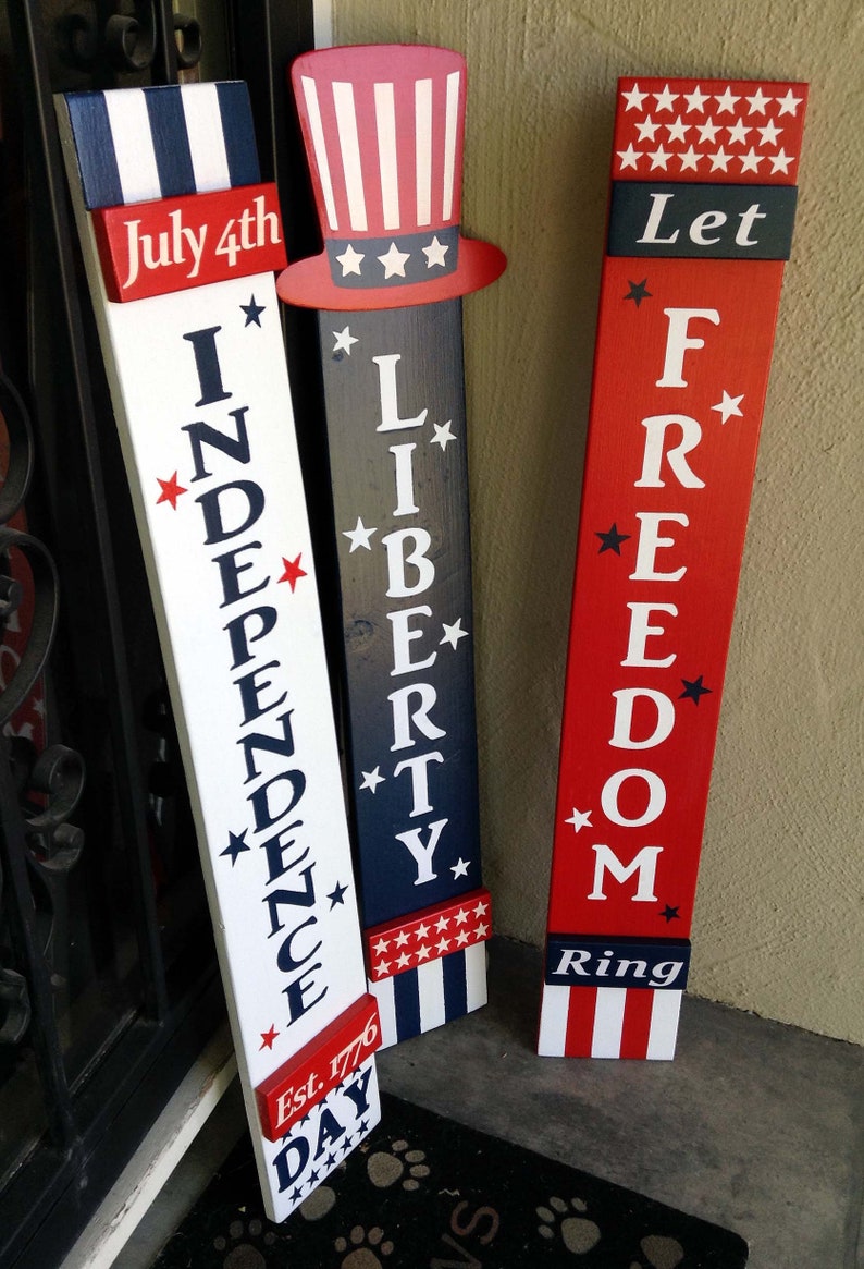 July 4th Wood Porch Signs / Sizes 3ft or 4ft tall / Multiple | Etsy