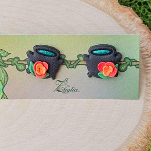 Handmade Cauldron Stud Earrings: Witchy Fantasy Jewelry