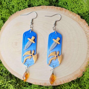 Handmade Sword and Dragon Clay Earrings: Knightcore Fantasy Jewelry