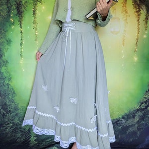 Green Enchanting Cottagecore Skirt - Sustainable Clothing - Limited Quantity