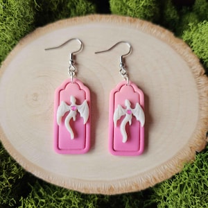 Magical Pink Dragon Clay Earrings: Fantasy Jewelry