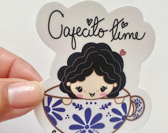 Cafecito Sticker, Cafecito Lovers, Mexican Coffee Cup, Cafecito laptop sticker