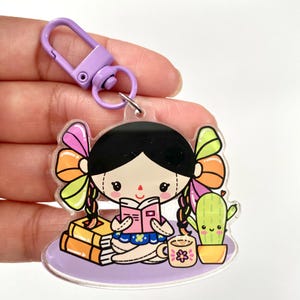 Mexican Lele Doll Acrylic Keychain: Kawaii Keycharm