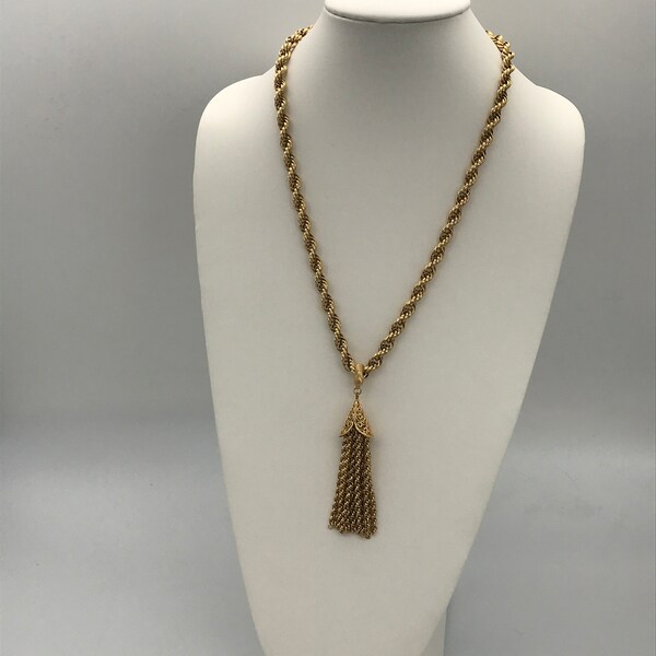 MONET Gold Tone tassel necklace