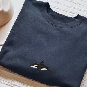 Süßer Orca Orca Gestickter Erwachsener Sweatshirt Pullover - Killerwal Pullover - Orca Sweatshirt - Gestickter Tier Pullover