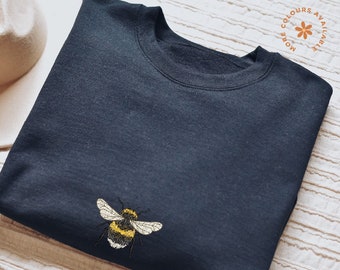 Beautiful Bumble Bee Embroidered Sweatshirt Jumper - More Colours -Bee Insect Jumper - Free Delivery - Embroidered Clothes