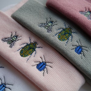 Fun Embroidered Minibeast Bug Beanie - Insects - Bug Lover Gift - More Colours - Free Delivery
