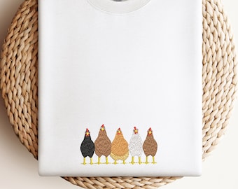 Cute Chicken Embroidered Jumper - More Colours - Sweater - Free Delivery - Hens Farm