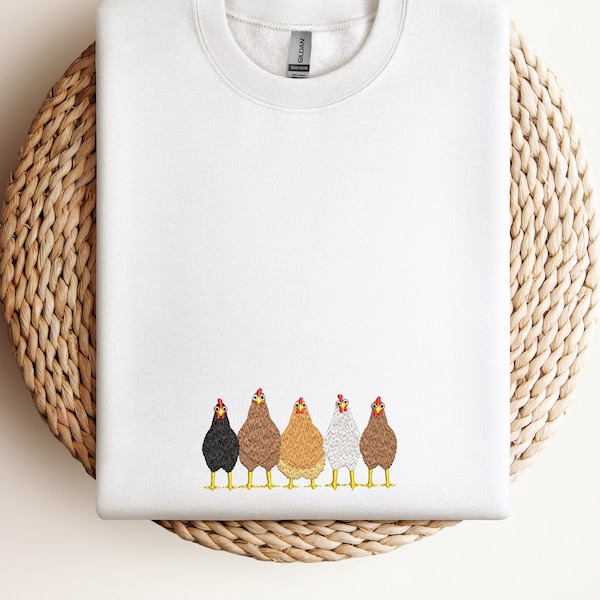 Cute Chicken Embroidered Jumper - More Colours - Sweater - Free Delivery - Hens Farm