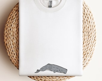 Lovely Sperm Whale Embroidered Jumper - More Colours - Free Delivery - More Colours - Ocean Sea Animal - Sweater