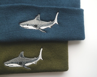 Lovely Great White Shark Embroidered Beanie
