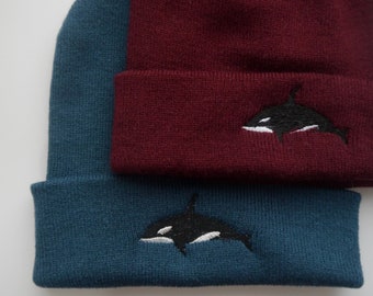 Lovely Orca Killer Whale Embroidered Beanie - More Colours - Free Delivery