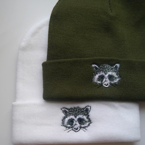 Cute Racoon Embroidered Beanie - More Colours - Free Delivery - Trash Panda