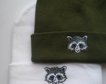 Cute Racoon Embroidered Beanie - More Colours - Free Delivery - Trash Panda