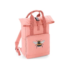 Schöner bestickter Hummel-Rucksack - Mehr Farben - Bumble Bee Bag - Recycled - Twin Handle Roll-Top Rucksack