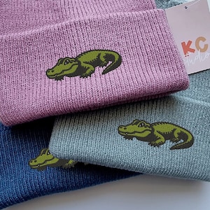 Fun Alligator Deep Ribbed Beanie - Free Delivery - More Colours - Embroidery - Super Soft Hat - Recycled