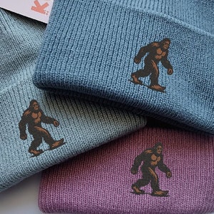 Fun Bigfoot Sasquatch Deep Ribbed Beanie - Free Delivery - More Colours - Embroidery - Super Soft Hat - Recycled