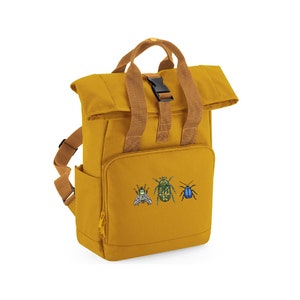 Sac à dos brodé d'insectes Minibeast amusants - Deux tailles - Plus de couleurs - Recyclé - Sac à dos à rabat avec deux poignées