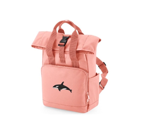Beautiful Embroidered Orca Killer Whale Backpack More Colours Free Delivery Recycled Twin Handle Roll top Backpack Etsy UK