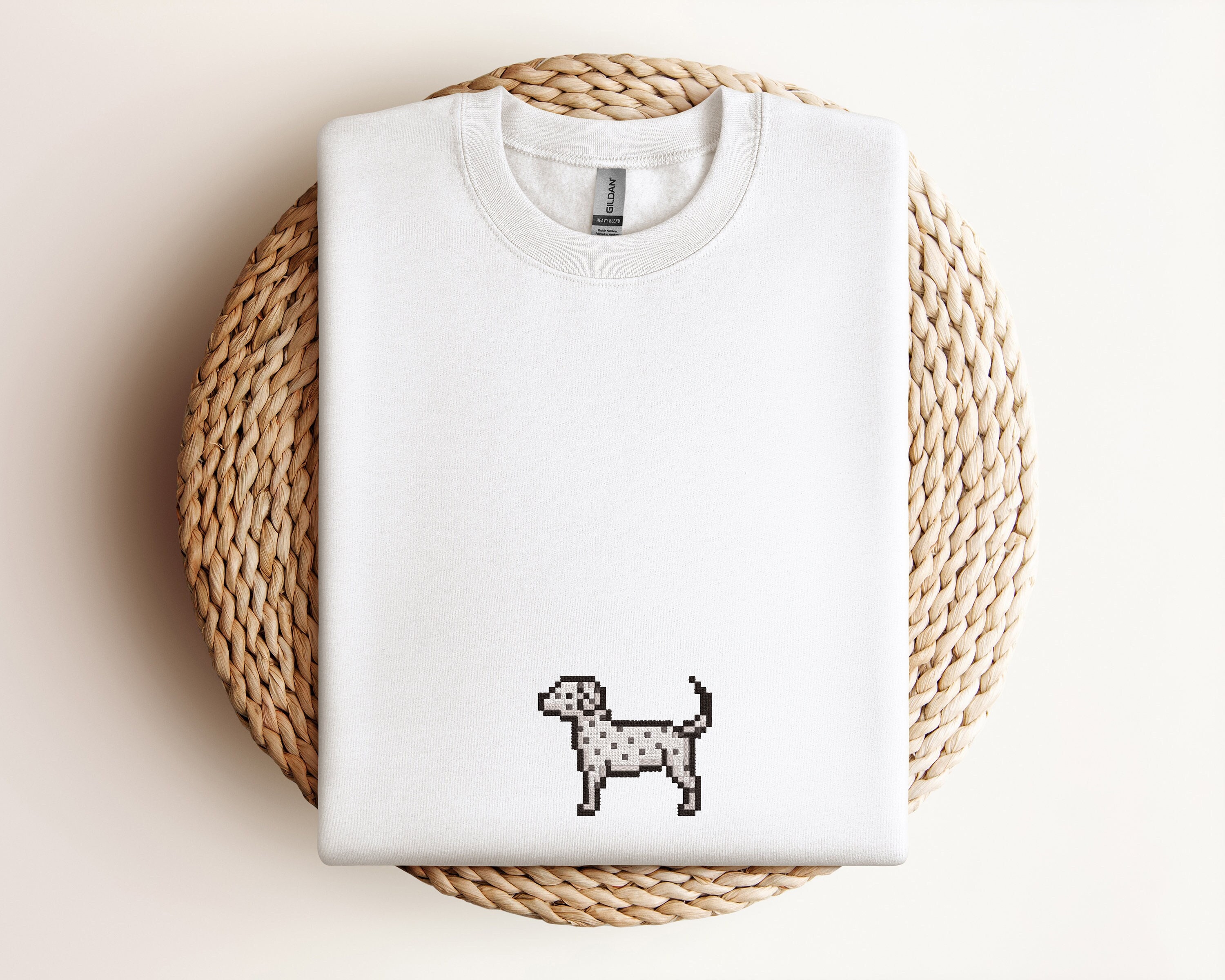 Pull Vintage Hanes Activewear Dalmatiens Années 80 - Taille S, Manches Courtes, Mélange Coton, Occasion Très Bon état
