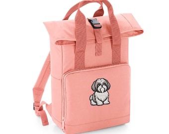 Joli sac à dos brodé Shih Tzu - Deux tailles - Plus de couleurs - Recyclé - Sac à dos à double poignée - Chiot de race