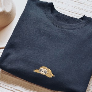 Cute Sleeping Sloth Embroidered Adult Sweatshirt Jumper - More Colours