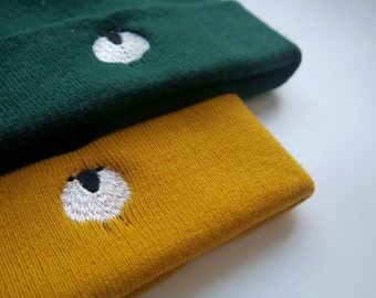 Cute White Sheep Embroidered Beanie - More Colours - Free Delivery - Farm Animal