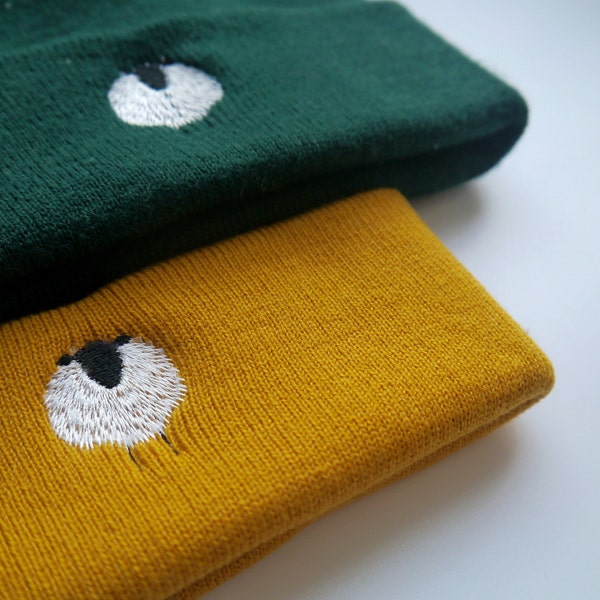 Cute White Sheep Embroidered Beanie - More Colours - Free Delivery