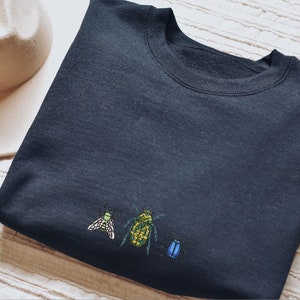 Fun Bugs Embroidered Adult Sweatshirt Jumper - More Colours - Beetle Sweater - Fly Sweater - Insect Sweater