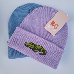 Fun Alligator Embroidered Beanie - Free Delivery - More Colours - Embroidery