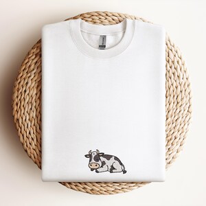 Cute Sleeping Cow Embroidered Jumper - More Colours - Cartoon Animal Sweater - Funny Animal - Free Delivery - More Colours - Farm Farmer