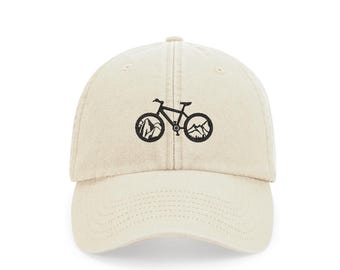 Leuke mountainbike geborduurde vintage stijl pet - 100% geborsteld katoen - meer kleuren - hoed zomer - fietsavontuur