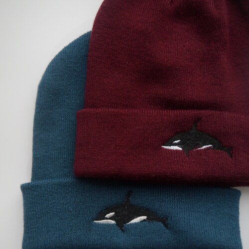 Lovely Orca Killer Whale Embroidered Beanie - More Colours - Free Delivery