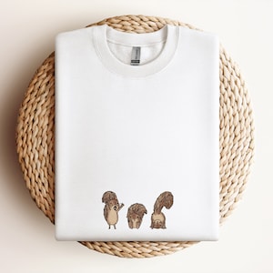 Pulôver de esquilo bordado super fofo - Mais cores - Suéter de animal de desenho animado - Entrega grátis - Mais cores