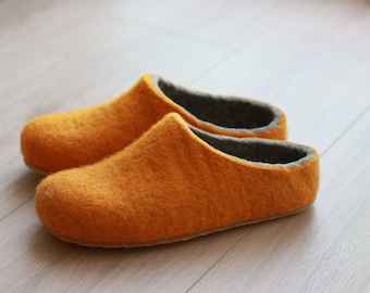 Handmade Boiled Wool Slippers: Felted Clogs, Warm House Shoes