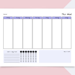 Weekly Planner | Weekly Planner Undated Printable, Printable Planner Weekly Vertical Layout, Week Organizer, Planner Inserts Printable