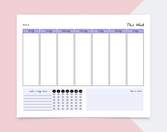 Weekly Planner | Weekly Planner Undated Printable, Printable Planner Weekly Vertical Layout, Week Organizer, Planner Inserts Printable