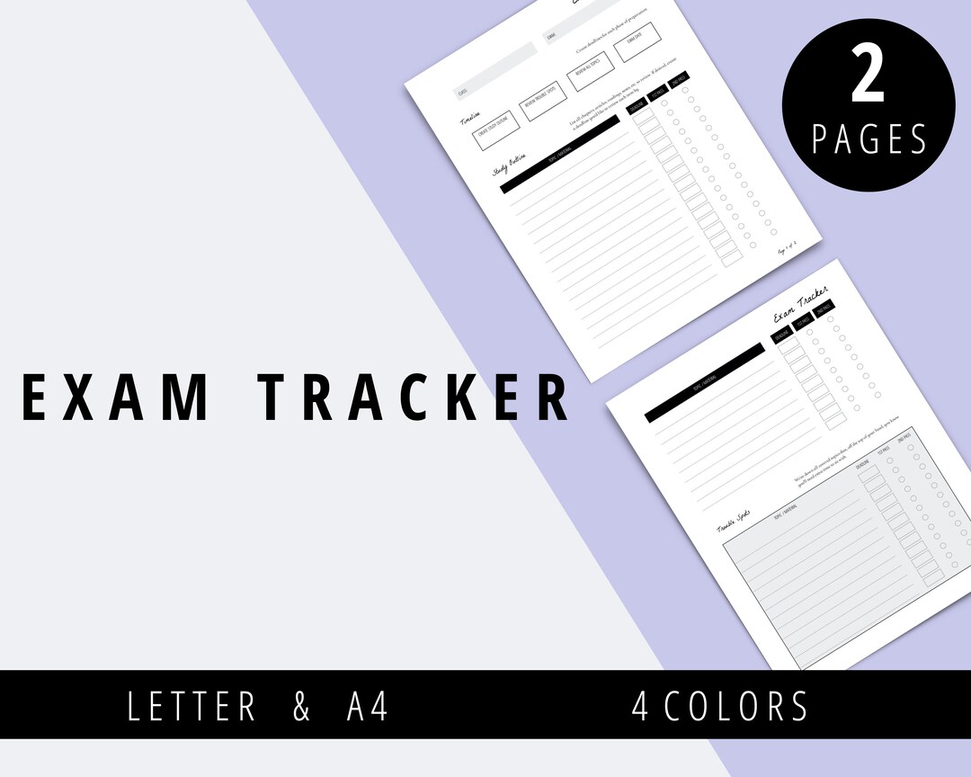 Exam Tracker Study Guide Printable Printable Test Prep Etsy