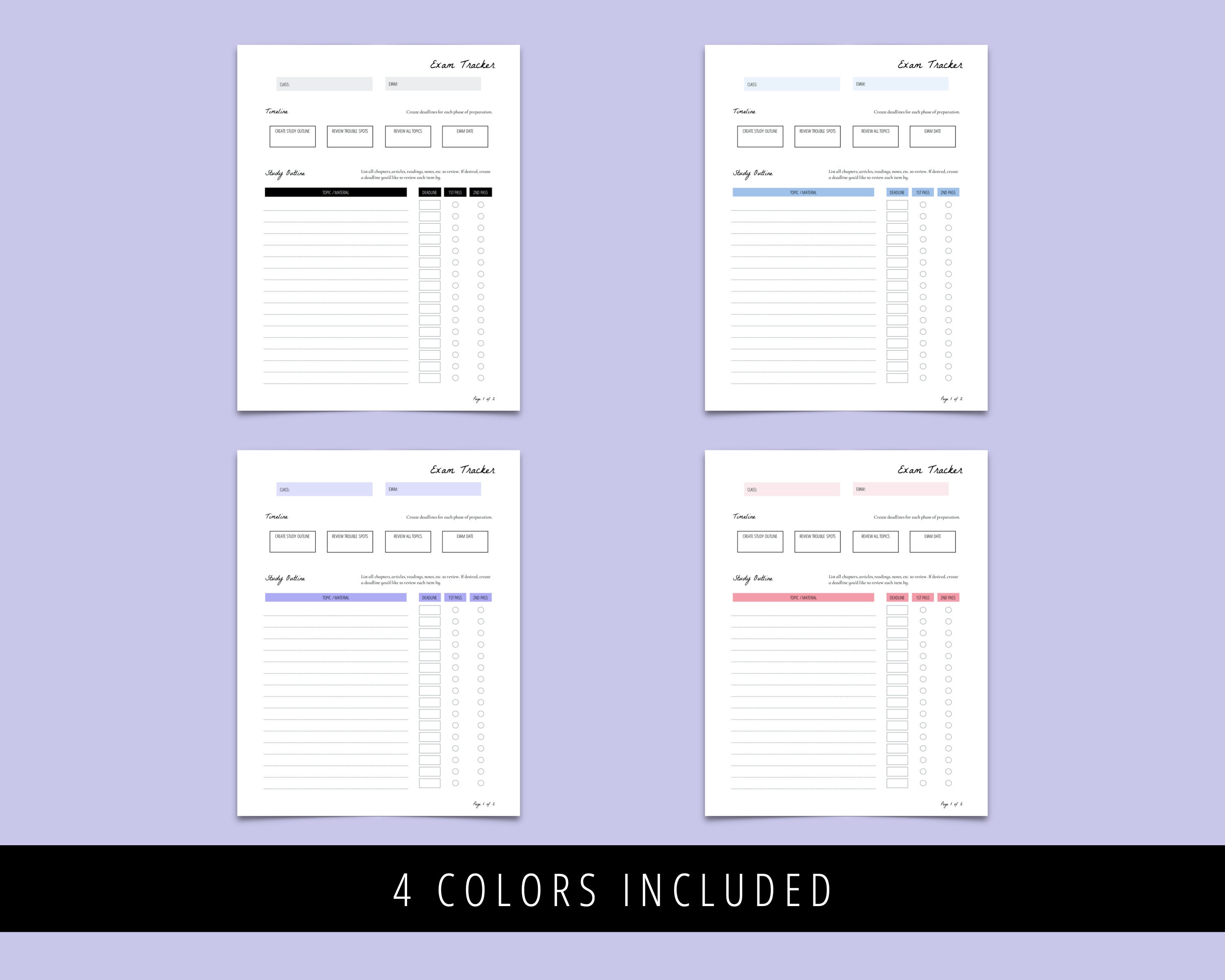 Exam Tracker | Study Guide Printable, Printable Test Prep Schedule ...
