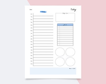 Planificador diario / Planificador diario sin fecha imprimible, planificador imprimible diario, organizador de día, horario diario, planificador diario inserta imprimible imprimible