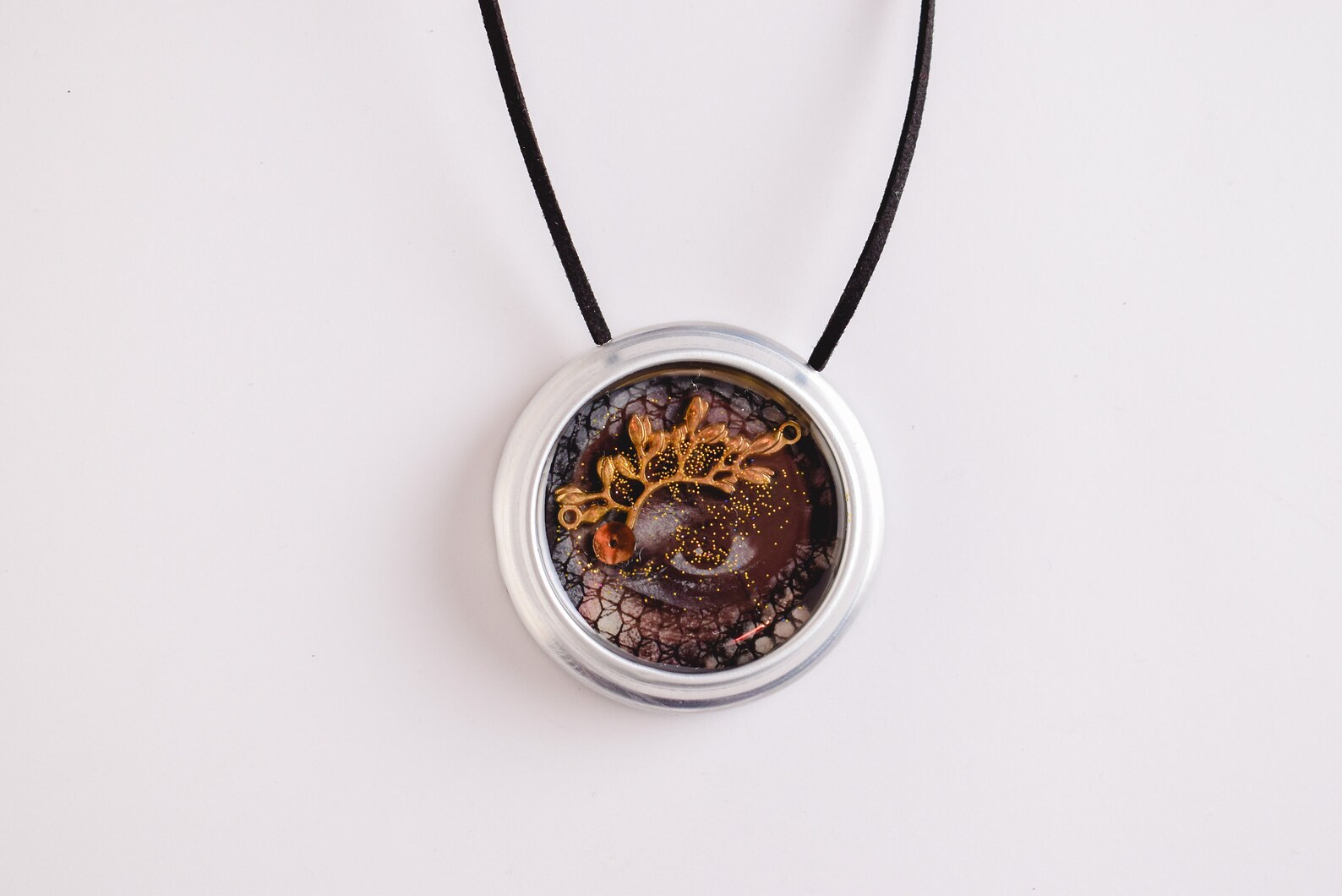 Soda can bottom pendant necklace with black eye picture in Etsy