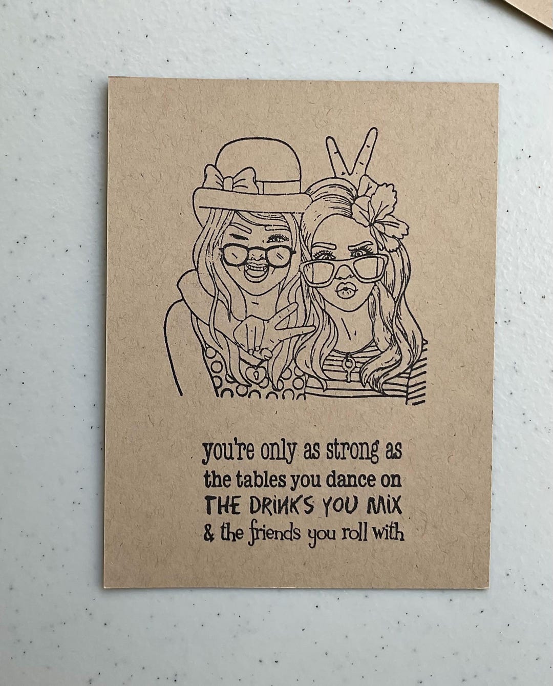 Humorous Funny Notecard Greeting Card Blank Inside Handmade Retro ...
