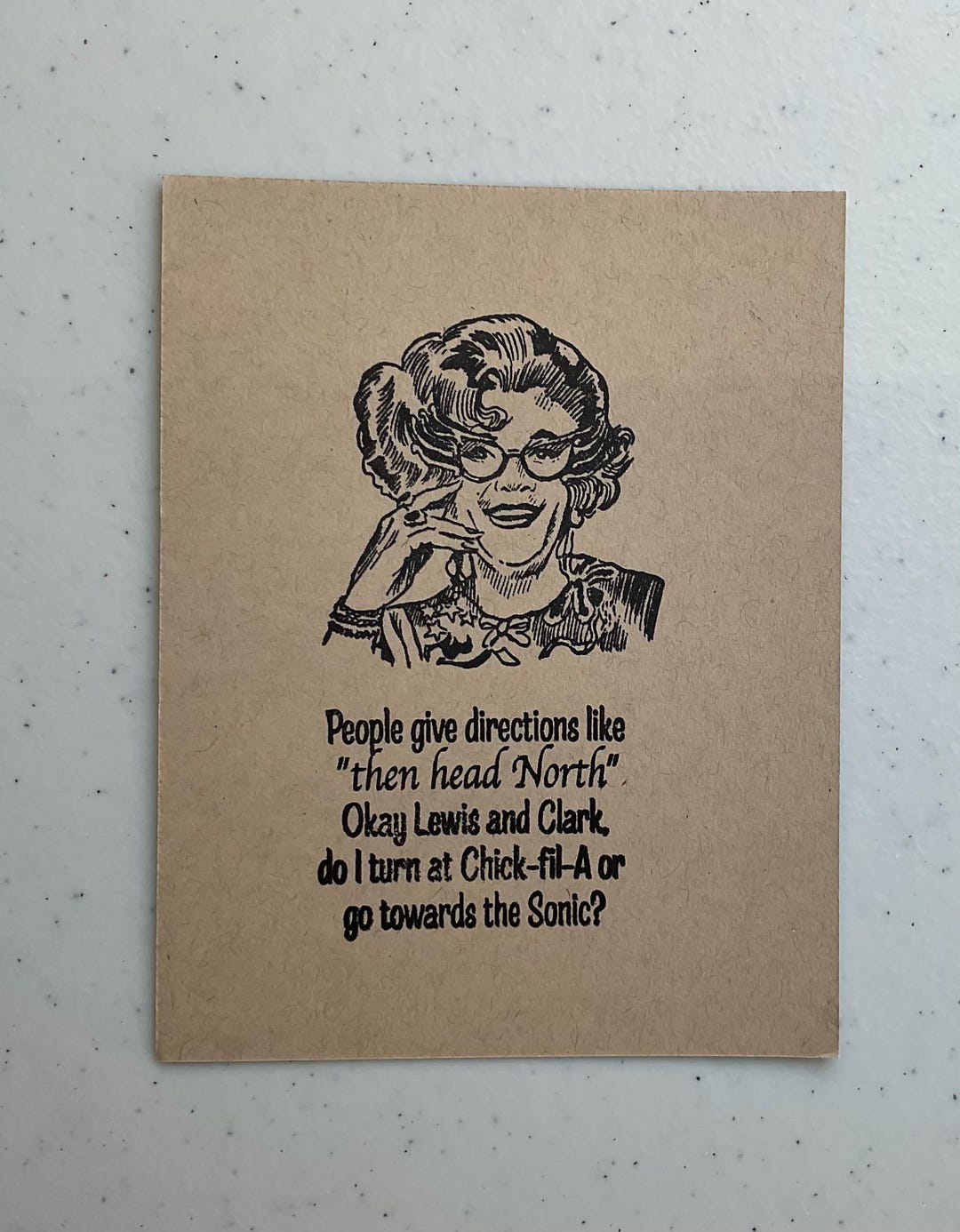 Humorous Funny Notecard Greeting Card Blank Inside Handmade Retro ...