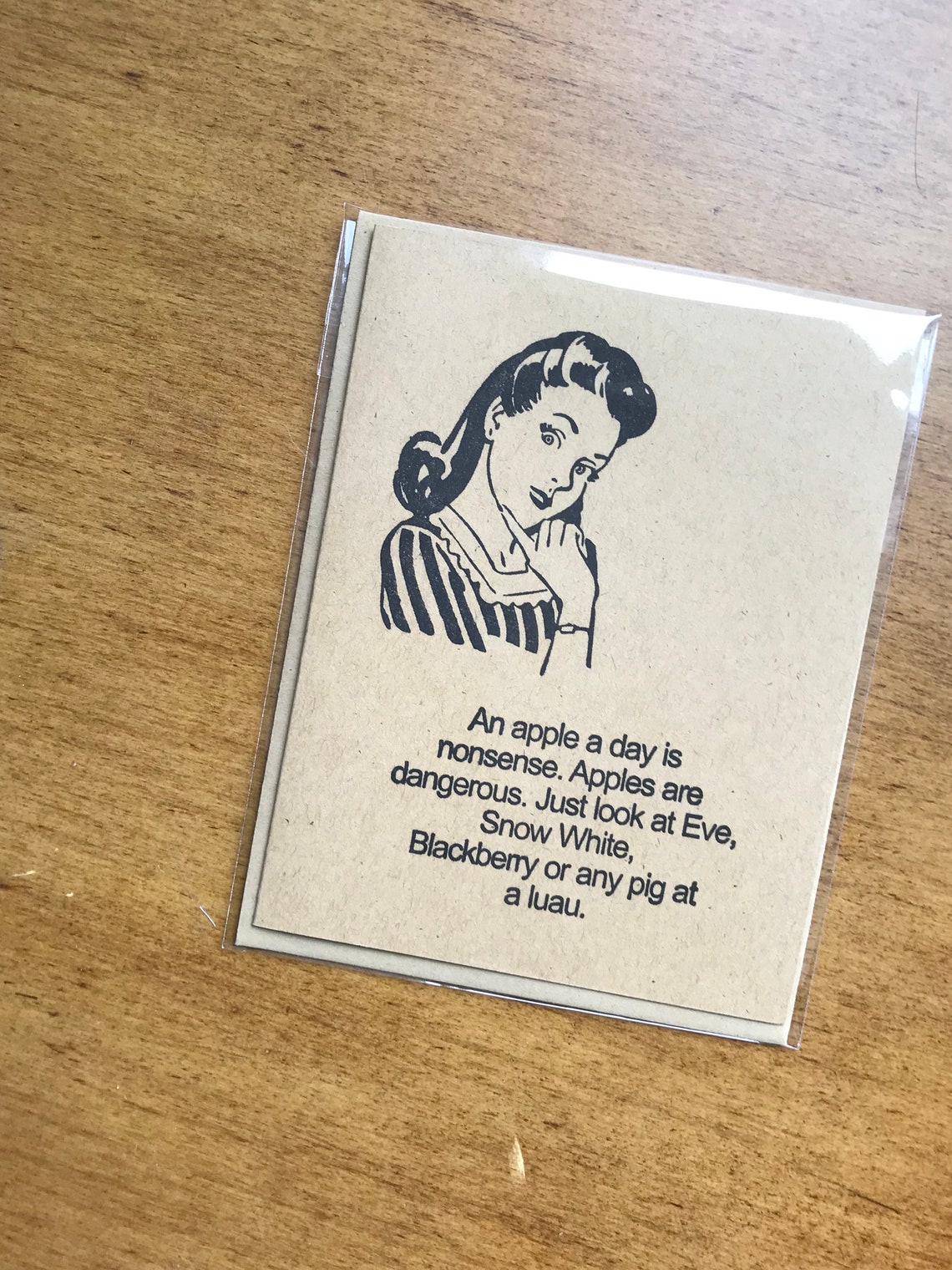 Humorous Funny Notecard Greeting Card Blank Inside Handmade Retro