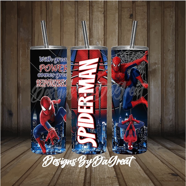 Spiderman 20oz Straight Skinny Tumbler Digital download template