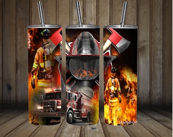 Firefighter 20oz Straight Skinny Tumbler Digital download template