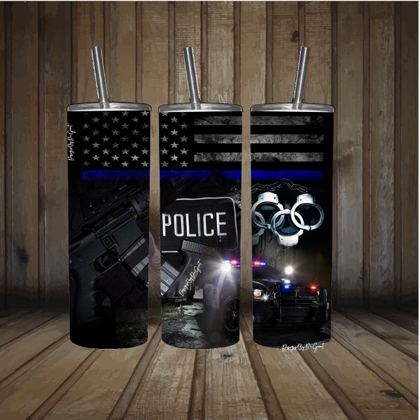 Police 20oz Straight Skinny Tumbler Digital download template