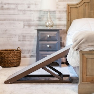 Wood Dog Ramp for Bed or Couch | Folding Adjustable Pet Ramp | Wooden Dog Stairs and Steps for Large or Small Dogs