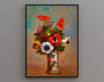 Les Anemones by Odilon Redon 1900. Digitally remastered printable art. DIGITAL DOWNLOAD.